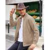 COOFANDY Men’s Casual Suede Bomber Jacket Lightweight Full Zip Up Jackets Vintage Faux Leather Jacket(Khaki)