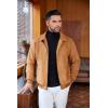 COOFANDY Men’s Casual Suede Bomber Jacket Lightweight Full Zip Up Jackets Vintage Faux Leather Jacket(Light Brown)