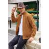 COOFANDY Men’s Casual Suede Bomber Jacket Lightweight Full Zip Up Jackets Vintage Faux Leather Jacket(Light Brown)