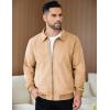 COOFANDY Men’s Casual Suede Bomber Jacket Lightweight Full Zip Up Jackets Vintage Faux Leather Jacket(Light Tan)