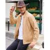COOFANDY Men’s Casual Suede Bomber Jacket Lightweight Full Zip Up Jackets Vintage Faux Leather Jacket(Light Tan)