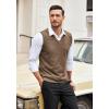 COOFANDY Mens Casual Sweater Vest Lightweight V-Neck Solid Knit Vest Brown