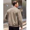COOFANDY Men’s Casual Varsity Jacket Vintage Lightweight Suede Bomber Jackets(Khaki)