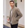 COOFANDY Men’s Casual Varsity Jacket Vintage Lightweight Suede Bomber Jackets(Khaki)
