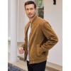 COOFANDY Men’s Casual Varsity Jacket Vintage Lightweight Suede Bomber Jackets(Light Brown)
