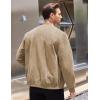 COOFANDY Men’s Casual Varsity Jacket Vintage Lightweight Suede Bomber Jackets(Light Khaki)