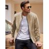 COOFANDY Men’s Casual Varsity Jacket Vintage Lightweight Suede Bomber Jackets(Light Khaki)