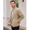 COOFANDY Men’s Casual Varsity Jacket Vintage Lightweight Suede Bomber Jackets(Light Khaki)