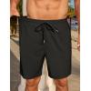 COOFANDY Mens Casual Waffle Shorts Elastic Waist Summer Beach Shorts 7″ Workout Sweat Shorts(Black)