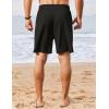 COOFANDY Mens Casual Waffle Shorts Elastic Waist Summer Beach Shorts 7″ Workout Sweat Shorts(Black)