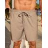 COOFANDY Mens Casual Waffle Shorts Elastic Waist Summer Beach Shorts 7″ Workout Sweat Shorts(Khaki)
