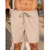 COOFANDY Mens Casual Waffle Shorts Elastic Waist Summer Beach Shorts 7″ Workout Sweat Shorts(Light Khaki)