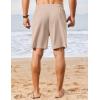 COOFANDY Mens Casual Waffle Shorts Elastic Waist Summer Beach Shorts 7″ Workout Sweat Shorts(Light Khaki)