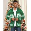 COOFANDY Men’s Christmas Cardigans Ugly Xmas Sweaters Reindeer Snowflake Shawl Collar Knitted Cardigan Sweater(A – Green – a)