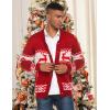 COOFANDY Men’s Christmas Cardigans Ugly Xmas Sweaters Reindeer Snowflake Shawl Collar Knitted Cardigan Sweater(A – Red – a)