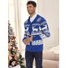 COOFANDY Men’s Christmas Cardigans Ugly Xmas Sweaters Reindeer Snowflake Shawl Collar Knitted Cardigan Sweater(Blue-white Snowflake Elk)