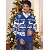 COOFANDY Men’s Christmas Cardigans Ugly Xmas Sweaters Reindeer Snowflake Shawl Collar Knitted Cardigan Sweater(Blue-white Snowflake Elk)