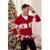 COOFANDY Men’s Christmas Cardigans Ugly Xmas Sweaters Reindeer Snowflake Shawl Collar Knitted Cardigan Sweater(Christmas Red)
