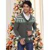 COOFANDY Men’s Christmas Cardigans Ugly Xmas Sweaters Reindeer Snowflake Shawl Collar Knitted Cardigan Sweater(Gray-green-white)