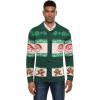 COOFANDY Men’s Christmas Cardigans Ugly Xmas Sweaters Reindeer Snowflake Shawl Collar Knitted Cardigan Sweater(Green Santa Claus)