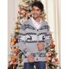 COOFANDY Men’s Christmas Cardigans Ugly Xmas Sweaters Reindeer Snowflake Shawl Collar Knitted Cardigan Sweater(Grey)