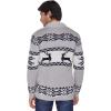 COOFANDY Men’s Christmas Cardigans Ugly Xmas Sweaters Reindeer Snowflake Shawl Collar Knitted Cardigan Sweater(Grey)