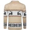 COOFANDY Men’s Christmas Cardigans Ugly Xmas Sweaters Reindeer Snowflake Shawl Collar Knitted Cardigan Sweater(Light Apricot)