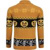 COOFANDY Men’s Christmas Cardigans Ugly Xmas Sweaters Reindeer Snowflake Shawl Collar Knitted Cardigan Sweater(Pumpkin)