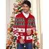 COOFANDY Men’s Christmas Cardigans Ugly Xmas Sweaters Reindeer Snowflake Shawl Collar Knitted Cardigan Sweater(Red Elk Green White)