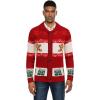 COOFANDY Men’s Christmas Cardigans Ugly Xmas Sweaters Reindeer Snowflake Shawl Collar Knitted Cardigan Sweater(Red Gingerbread)