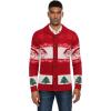 COOFANDY Men’s Christmas Cardigans Ugly Xmas Sweaters Reindeer Snowflake Shawl Collar Knitted Cardigan Sweater(Red Santa Claus)