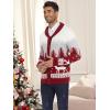 COOFANDY Men’s Christmas Cardigans Ugly Xmas Sweaters Reindeer Snowflake Shawl Collar Knitted Cardigan Sweater(Red-white-gray)