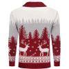COOFANDY Men’s Christmas Cardigans Ugly Xmas Sweaters Reindeer Snowflake Shawl Collar Knitted Cardigan Sweater(Red-white-gray)