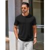 COOFANDY Mens Cotton Henley T-Shirts Short Sleeve Button Casual Basic Tees Work Shirts with Split Side(All Black)