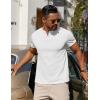 COOFANDY Mens Cotton Henley T-Shirts Short Sleeve Button Casual Basic Tees Work Shirts with Split Side(All White)