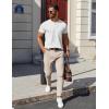 COOFANDY Mens Cotton Henley T-Shirts Short Sleeve Button Casual Basic Tees Work Shirts with Split Side(All White)