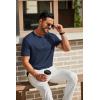 COOFANDY Mens Cotton Henley T-Shirts Short Sleeve Button Casual Basic Tees Work Shirts with Split Side(A-navy Blue)