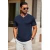 COOFANDY Mens Cotton Henley T-Shirts Short Sleeve Button Casual Basic Tees Work Shirts with Split Side(A-navy Blue)