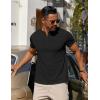 COOFANDY Mens Cotton Henley T-Shirts Short Sleeve Button Casual Basic Tees Work Shirts with Split Side(Black)