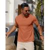 COOFANDY Mens Cotton Henley T-Shirts Short Sleeve Button Casual Basic Tees Work Shirts with Split Side(Caramel)