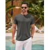 COOFANDY Mens Cotton Henley T-Shirts Short Sleeve Button Casual Basic Tees Work Shirts with Split Side(Dark Gray)