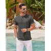COOFANDY Mens Cotton Henley T-Shirts Short Sleeve Button Casual Basic Tees Work Shirts with Split Side(Dark Gray)