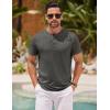 COOFANDY Mens Cotton Henley T-Shirts Short Sleeve Button Casual Basic Tees Work Shirts with Split Side(Dark Gray)
