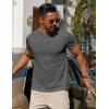COOFANDY Mens Cotton Henley T-Shirts Short Sleeve Button Casual Basic Tees Work Shirts with Split Side(Dark Grey)