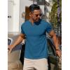 COOFANDY Mens Cotton Henley T-Shirts Short Sleeve Button Casual Basic Tees Work Shirts with Split Side(Denim Blue)