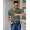 COOFANDY Mens Cotton Henley T-Shirts Short Sleeve Button Casual Basic Tees Work Shirts with Split Side(Green)