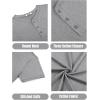 COOFANDY Mens Cotton Henley T-Shirts Short Sleeve Button Casual Basic Tees Work Shirts with Split Side(Grey)