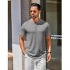 COOFANDY Mens Cotton Henley T-Shirts Short Sleeve Button Casual Basic Tees Work Shirts with Split Side(Grey)