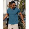 COOFANDY Mens Cotton Henley T-Shirts Short Sleeve Button Casual Basic Tees Work Shirts with Split Side(Grey Blue)