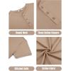 COOFANDY Mens Cotton Henley T-Shirts Short Sleeve Button Casual Basic Tees Work Shirts with Split Side(Khaki)
